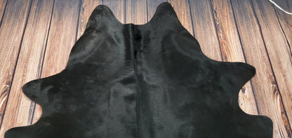 Large Black Cowhide Rug 6.7ft x 5.4ft