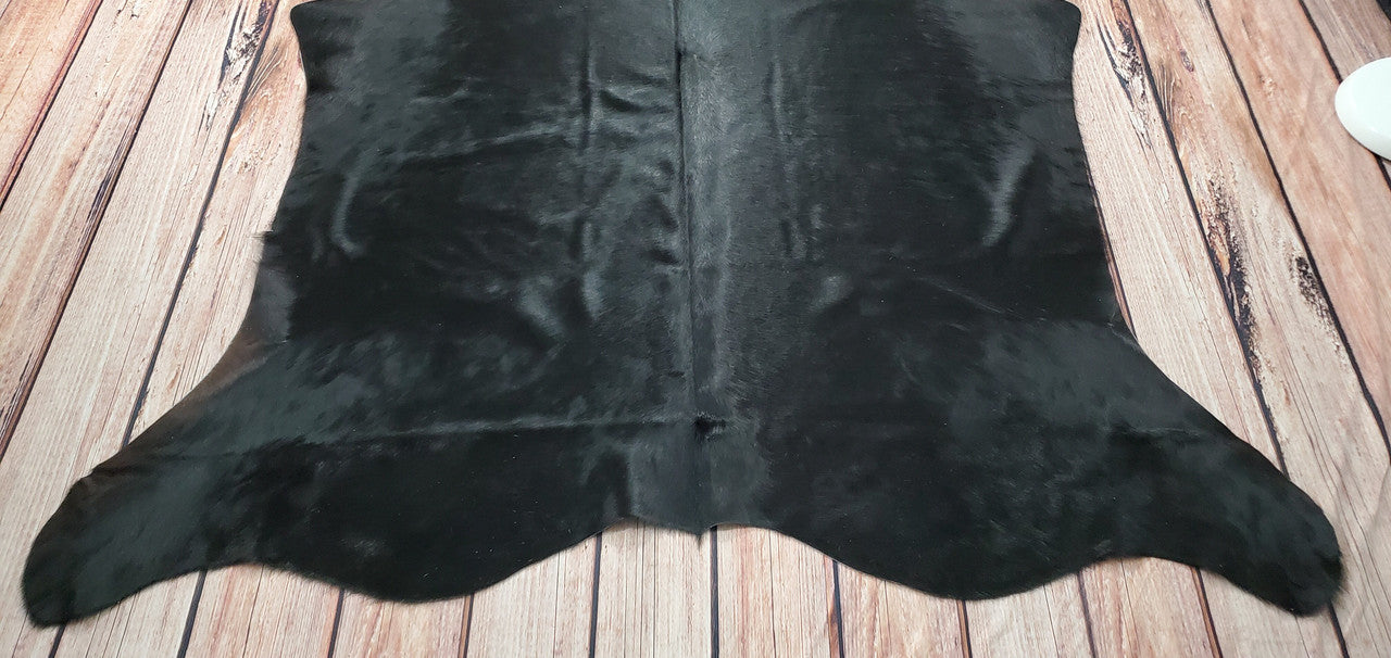 Large Black Cowhide Rug 6.7ft x 5.4ft