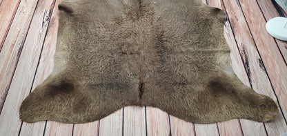 Furry Dark Gray Champagne Cowhide Rug 6.6ft x 5.4ft