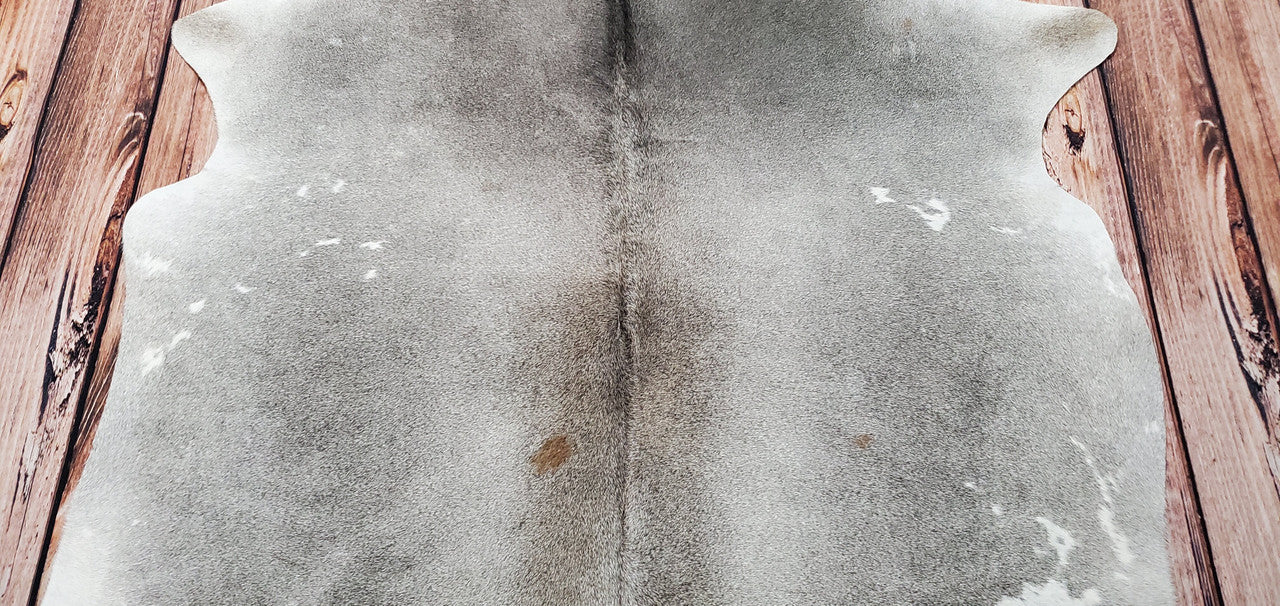 Grey White Small Cowhide Rug 6.2ft x 6ft
