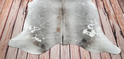 Grey White Small Cowhide Rug 6.2ft x 6ft