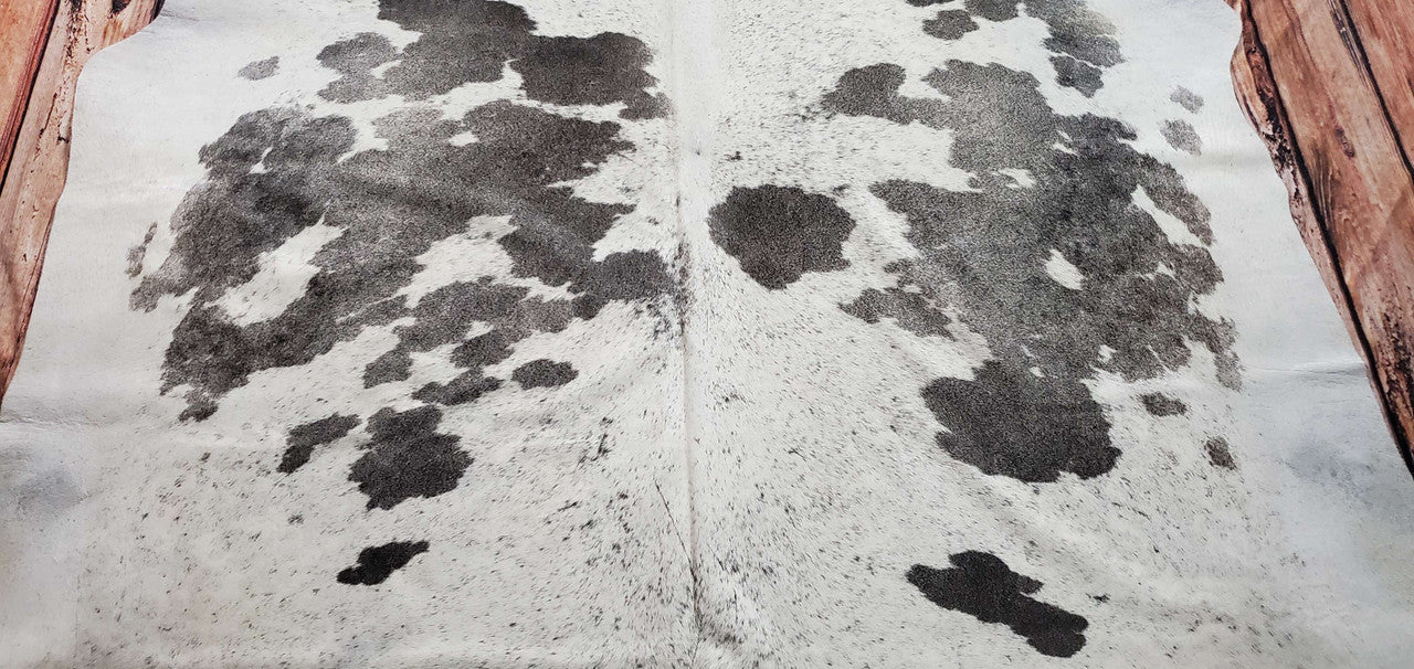 Salt Pepper Cowhide Rug Dark Grey White 7.7ft x 6.8ft