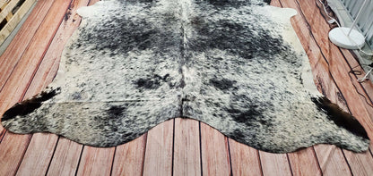 Speckled Cowhide Rug Black White 8ft x 7ft