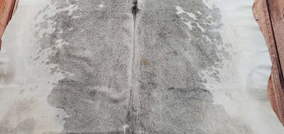Grey White Natural Cowhide Rug 7ft x 6.8ft