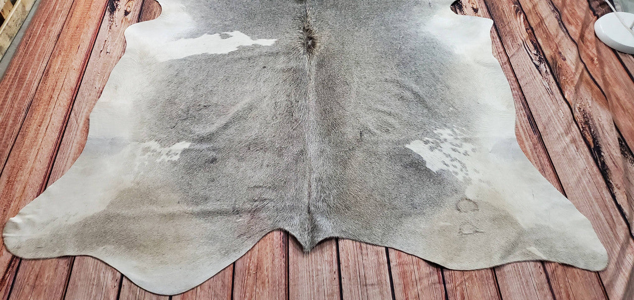 Cowhide Rug Gray White 6.5ft x 6.1ft