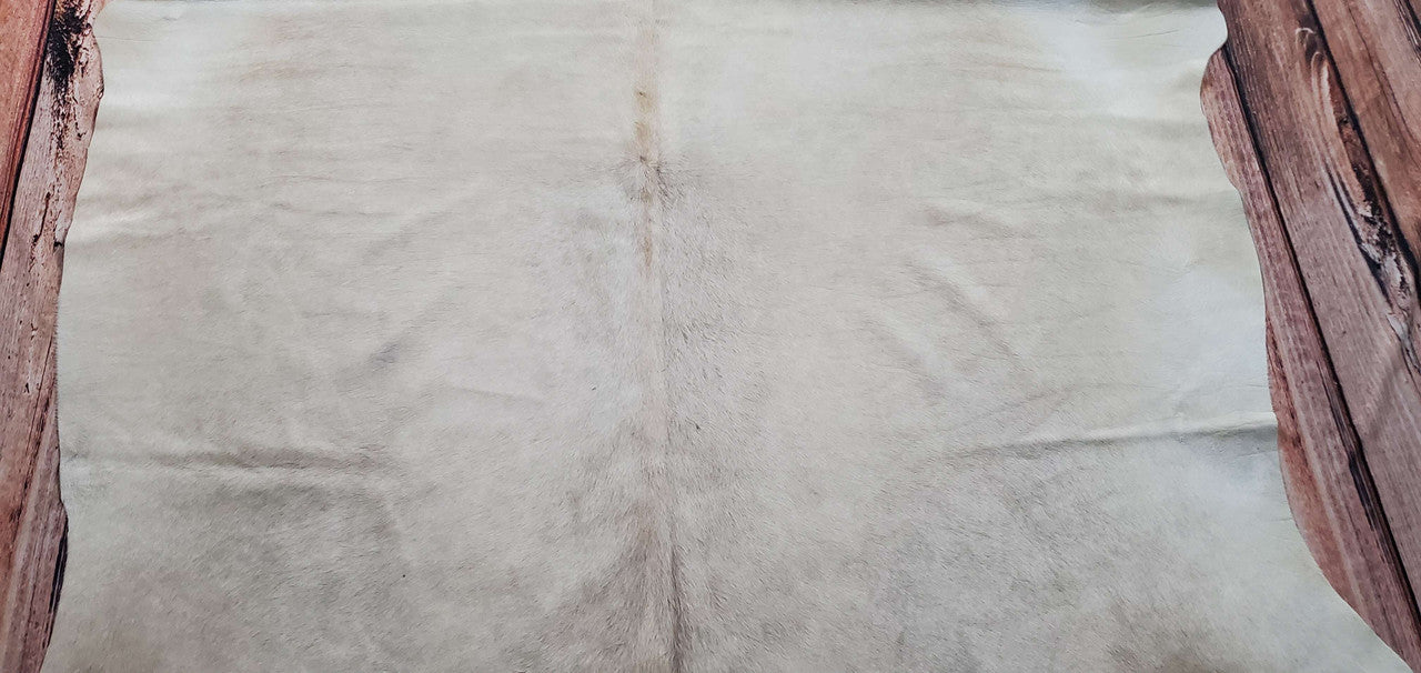 Large Cowhide Rug Beige Grey 7ft x 6ft