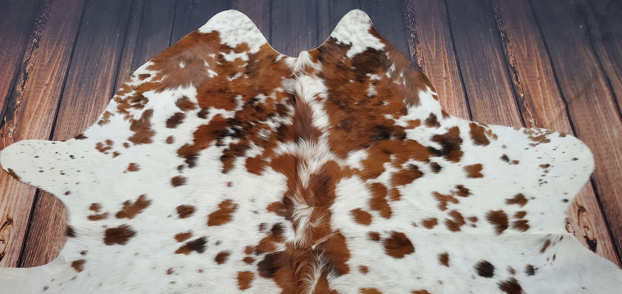 Tricolor Cowhide Rug Speckled 7ft x 6.5ft