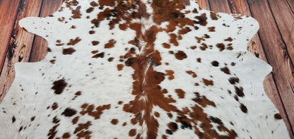 Tricolor Cowhide Rug Speckled 7ft x 6.5ft