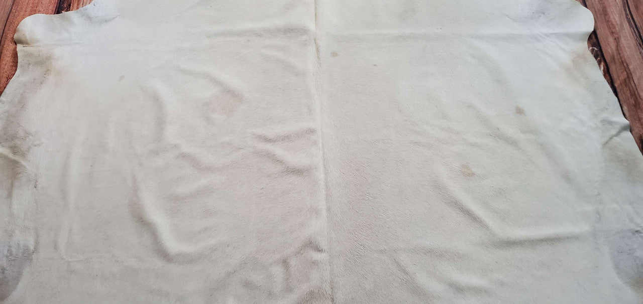 large Natural Cream White Cowhide Rug 7.5ft x 7.5ft