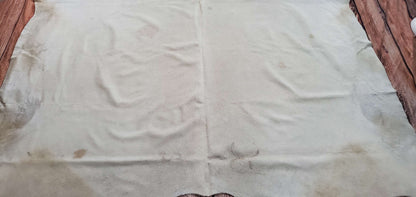 large Natural Cream White Cowhide Rug 7.5ft x 7.5ft