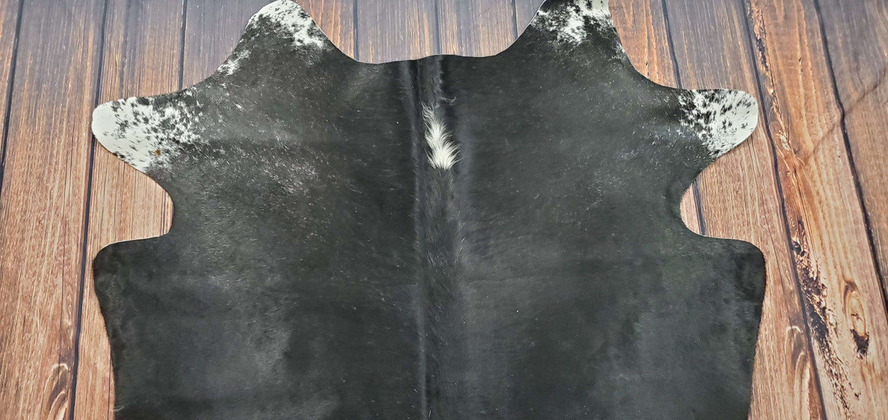 Extra Small Black Cowhide Rug 5ft x 4.6ft