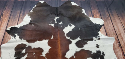 Tricolor White Brown Cowhide Rug 7ft x 6ft
