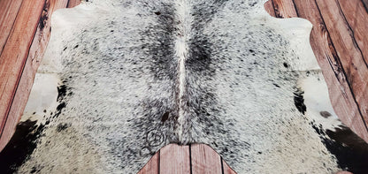 Salt Pepper Small Cowhide Rug 6.4ft x 5.8ft