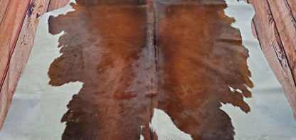 Brown Black White Real Cowhide Rug 6.9ft x 6.5ft