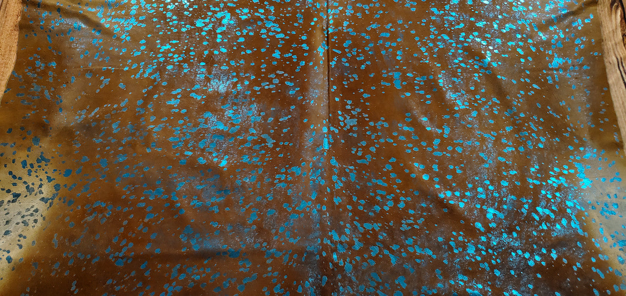 Exotic Blue Metallic Cowhide Rug 7.5ft x 6ft