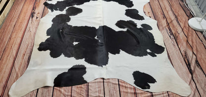 Black White Cowhide Rug 6.5ft x 6ft