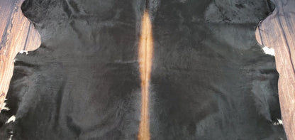 Dark Cowhide Rug Black Brown 7ft x 6ft