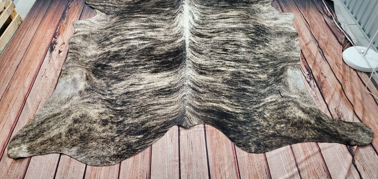 XXL Dark Brindle Cowhide Rug 7ft x 6.6ft