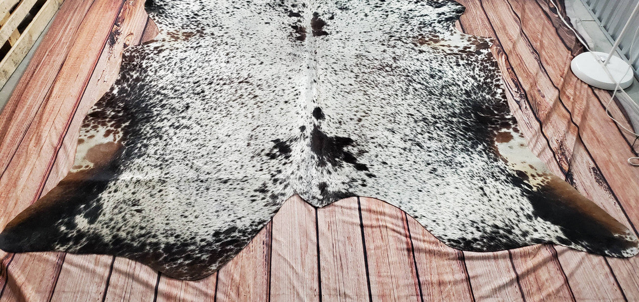 Oversized Spotted Black White Cowhide Rug 6.6ft x 6.2ft
