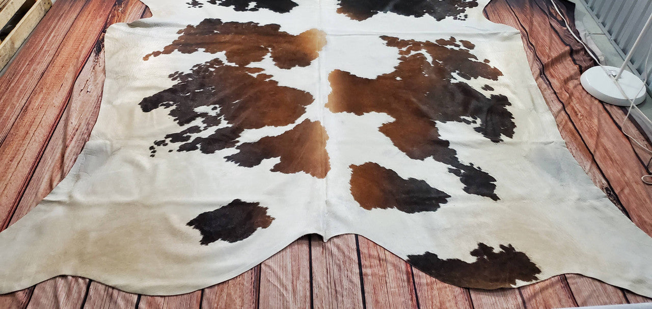 Tri color cowhide Rug Large Brazilian 8.3ft x 6.6ft