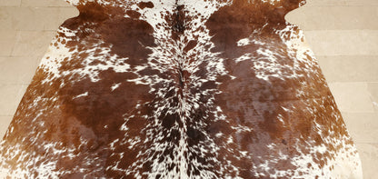 Exotic Tobacco Brown Cowhide Rug 6ft x 5.6ft