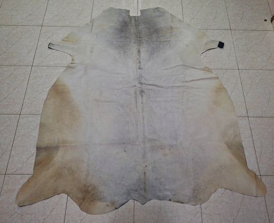 Cream White Grey Extra Small Cowhide Rug 5.7ft x 5.1ft