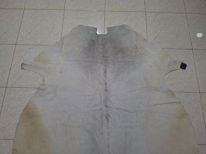 Cream White Grey Extra Small Cowhide Rug 5.7ft x 5.1ft