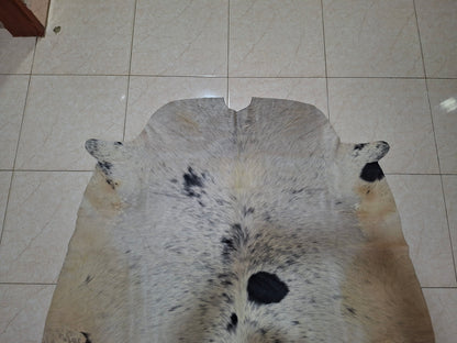 Small Real Natural Cowhide Rug Black White 4.5ft x 5ft