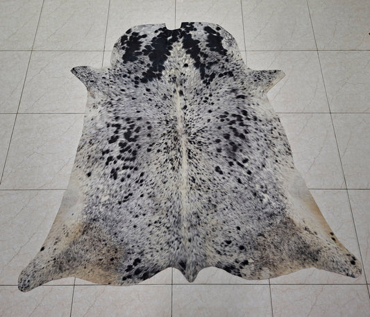 Cowhide Rug Small Black White Speckled 5ft x 5ft