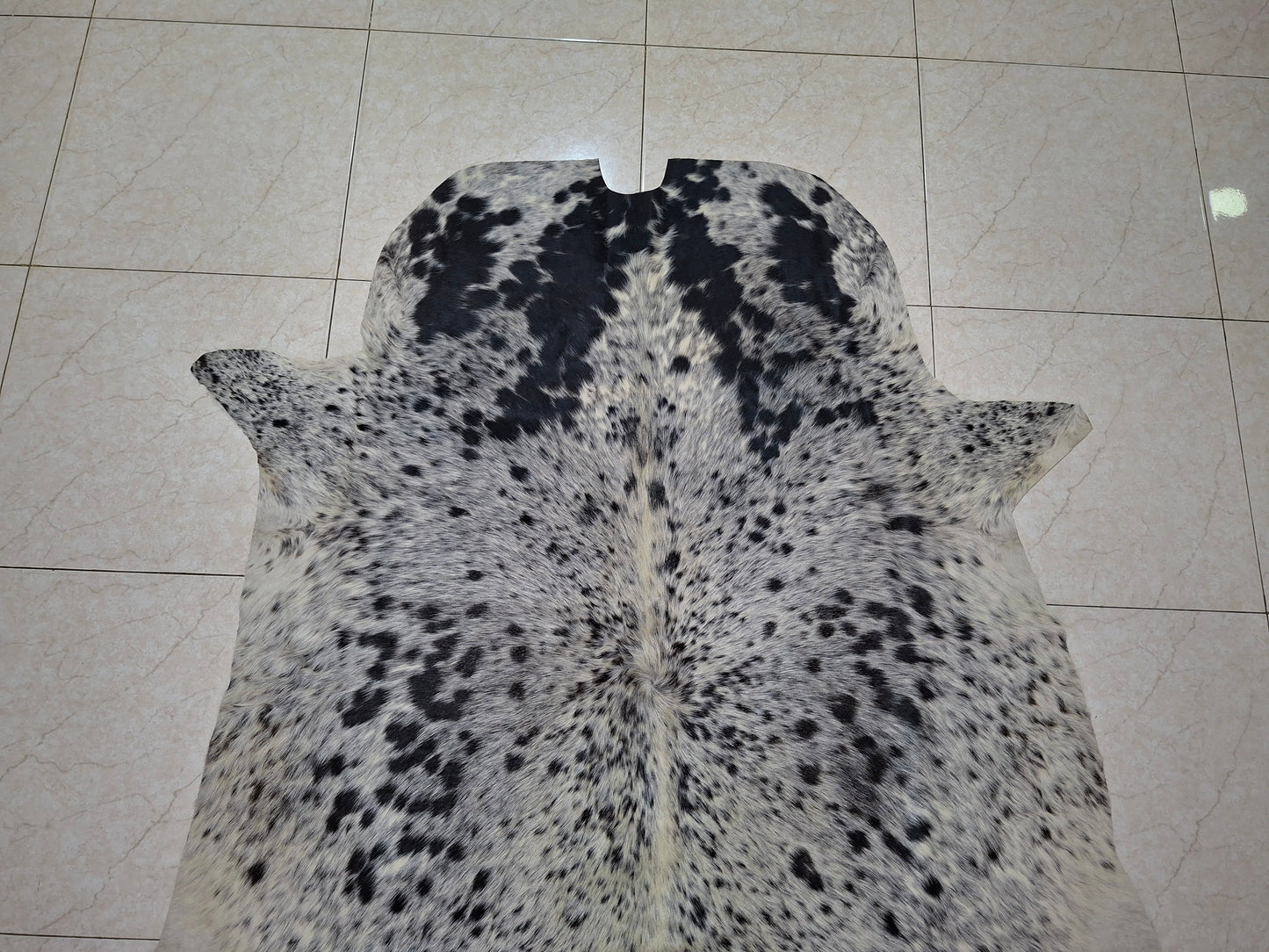 Cowhide Rug Small Black White Speckled 5ft x 5ft