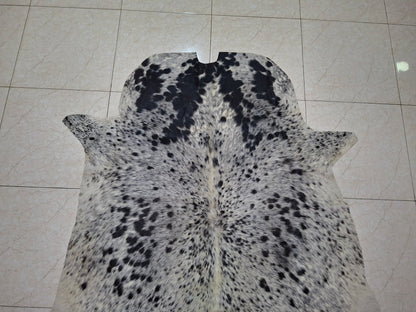 Cowhide Rug Small Black White Speckled 5ft x 5ft