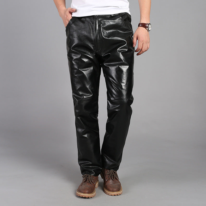 Genuine leather riding pants men
