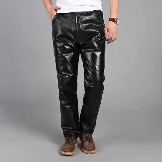 Genuine leather riding pants men
