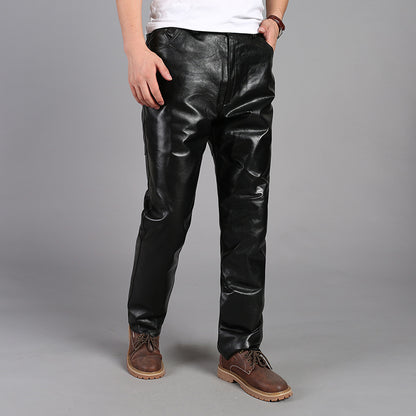 Genuine leather riding pants men