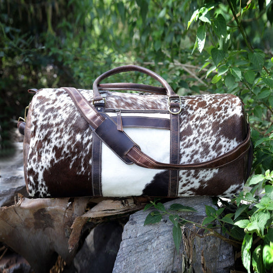 Handmade Cowhide Duffel Bag With Shoe Compartment
