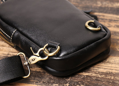 Cowhide leather crossbody chest sling bag