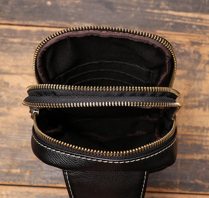 Cowhide leather crossbody chest sling bag