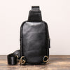 Cowhide leather crossbody chest sling bag