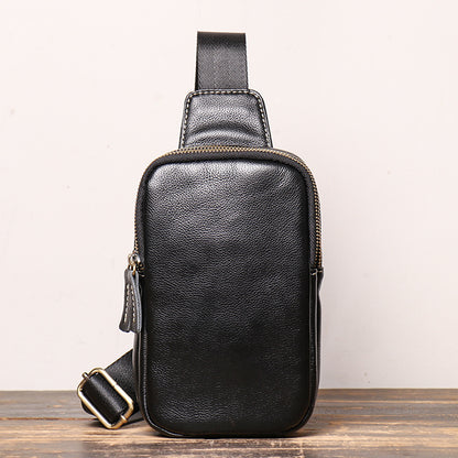 Cowhide leather crossbody chest sling bag