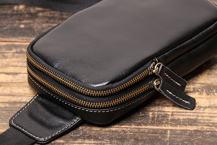 Cowhide leather crossbody chest sling bag
