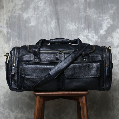 Vintage leather weekender duffel bag for men