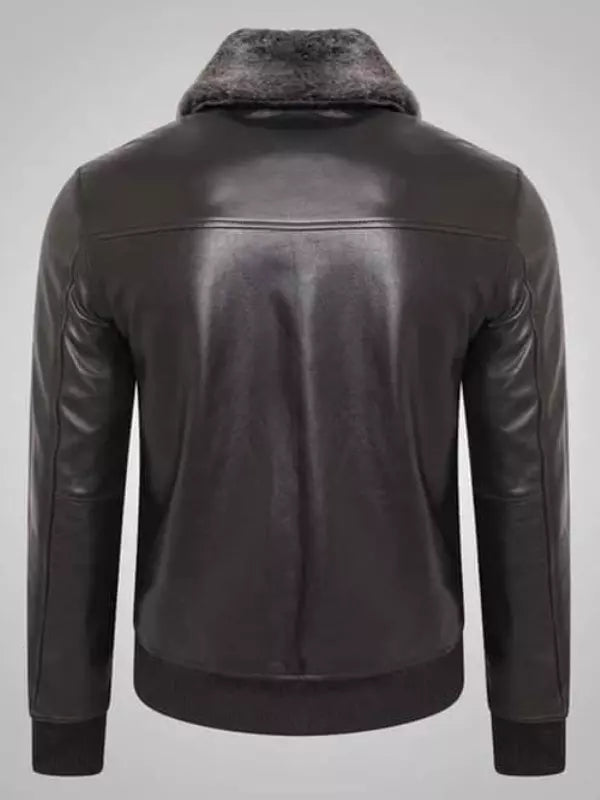 leather biker jacket with fur collar mens