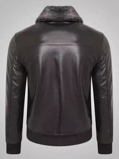 leather biker jacket with fur collar mens