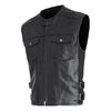 biker black leather vest for men