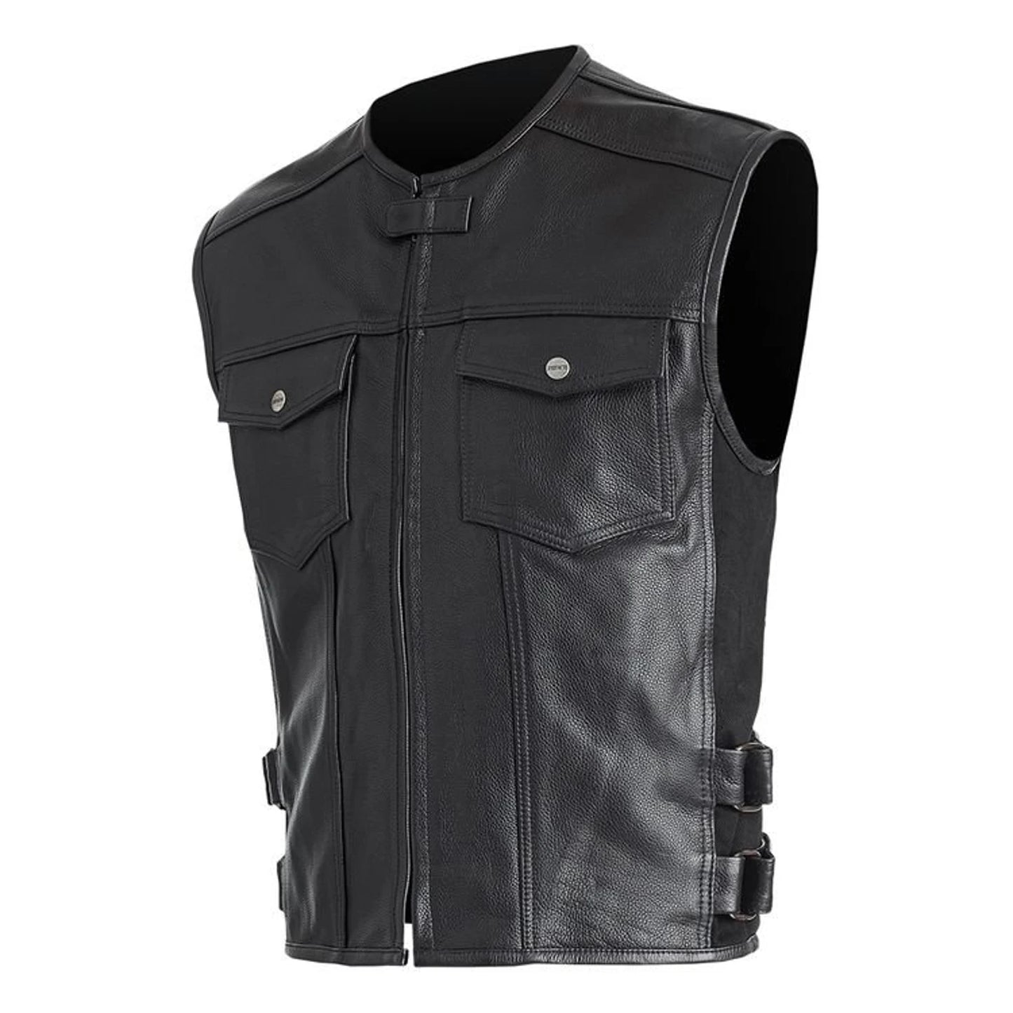 biker black leather vest for men