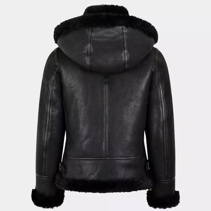 leather jacket black fur