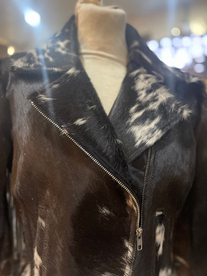 Black White Cow Skin Coat