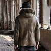 real shearling leather bomber hooded jacket