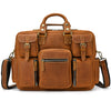 Men brown leather business briefcase bag