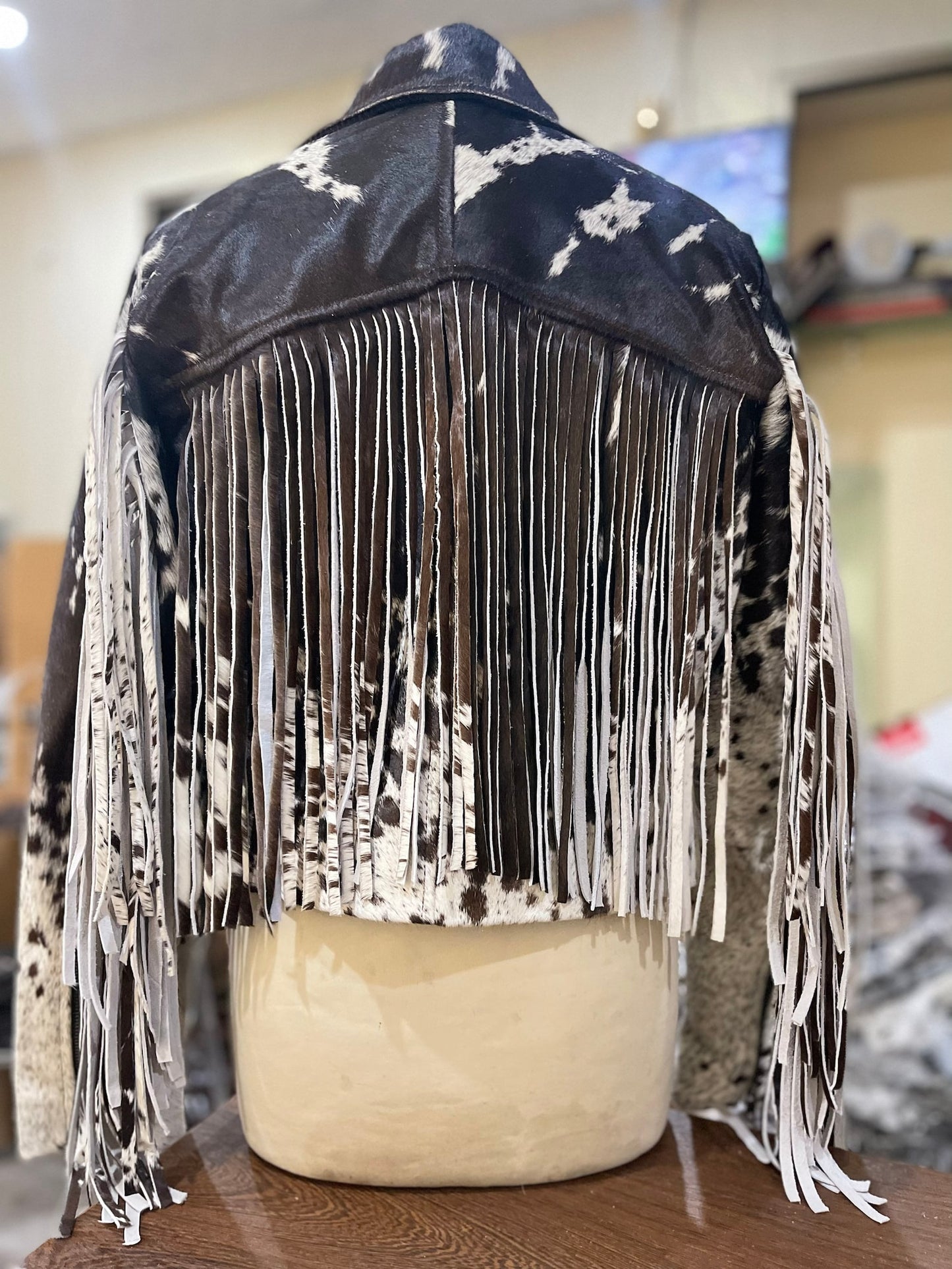 Cowhide Fur Jacket With Fringes